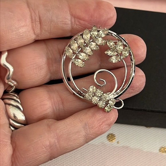 Sterling ART DECO 925 RHINESTONE BROOCH/PENDANT - Picture 7 of 9